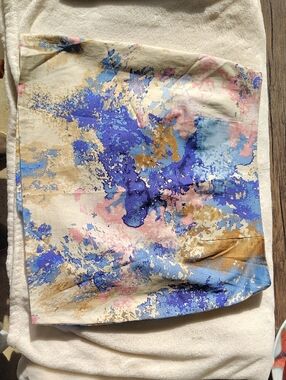 Sunny Leigh Blue, Pink & Gold Abstract Print Scarf 968